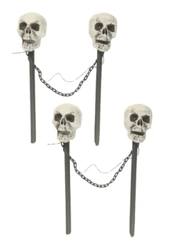 Set Of 4 Skull Pathway Lights -Fun Costumes Shop skull pathway lights 4pc m38441 alt 1