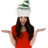 Springy White Christmas Tree Plush Hat