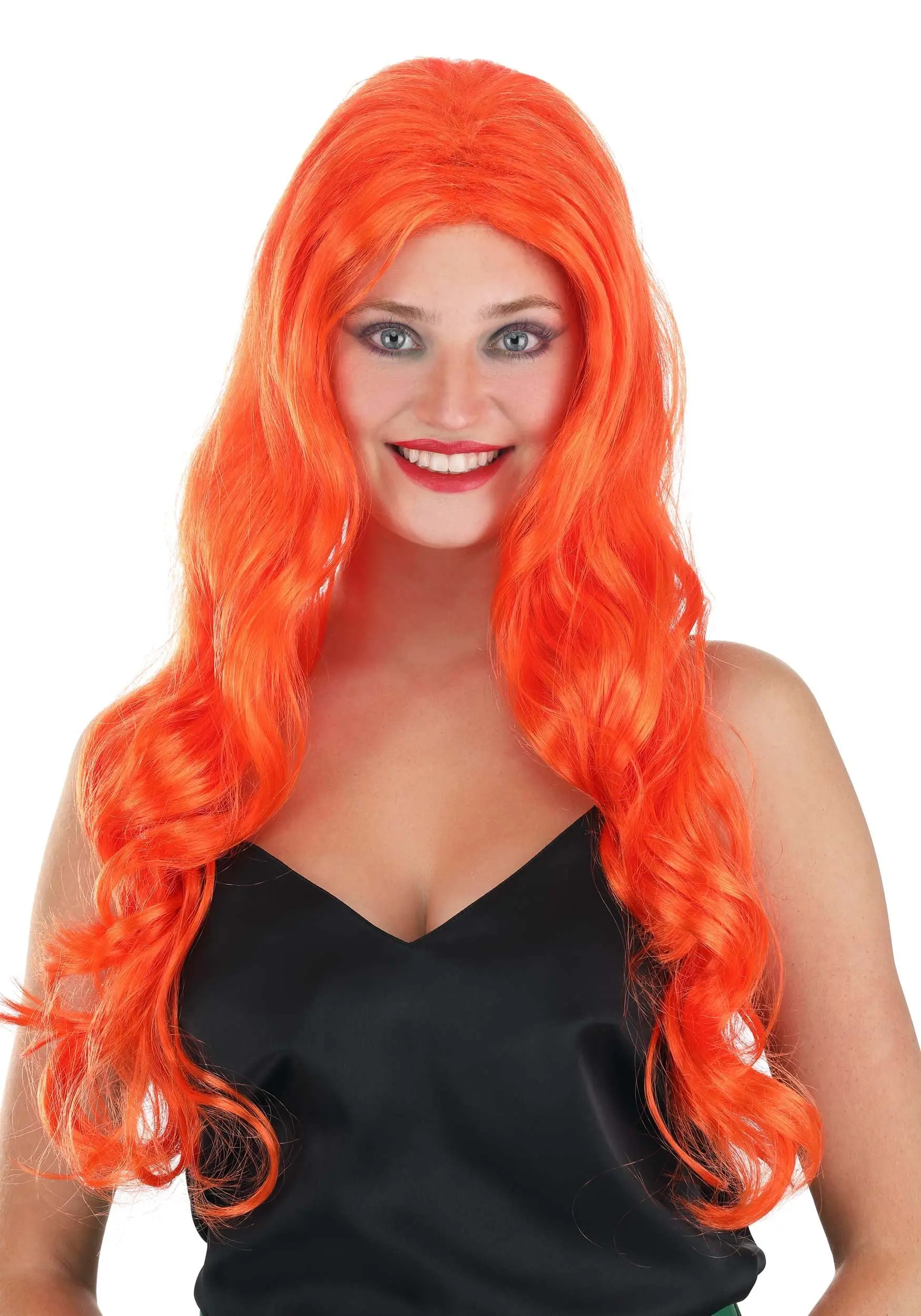 Long Wavy Orange Wig For Women 1 Long Wavy Orange Wig For Women