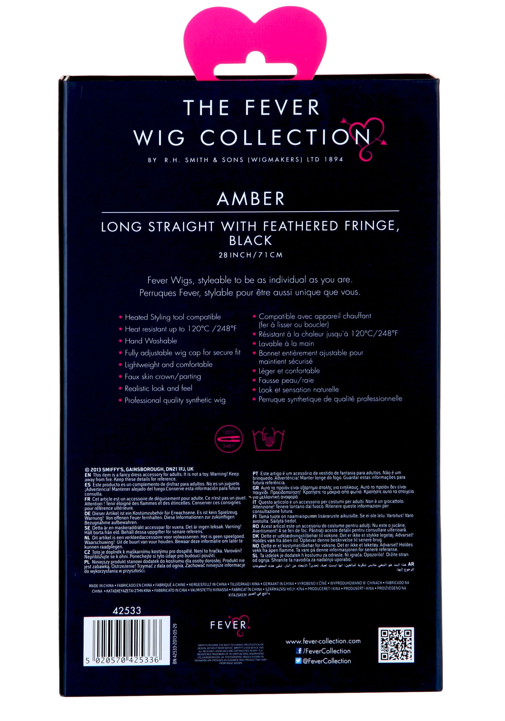 Smiffys Styleable Fever Amber Black Wig 3 Smiffys Styleable Fever Amber Black Wig - Image 3