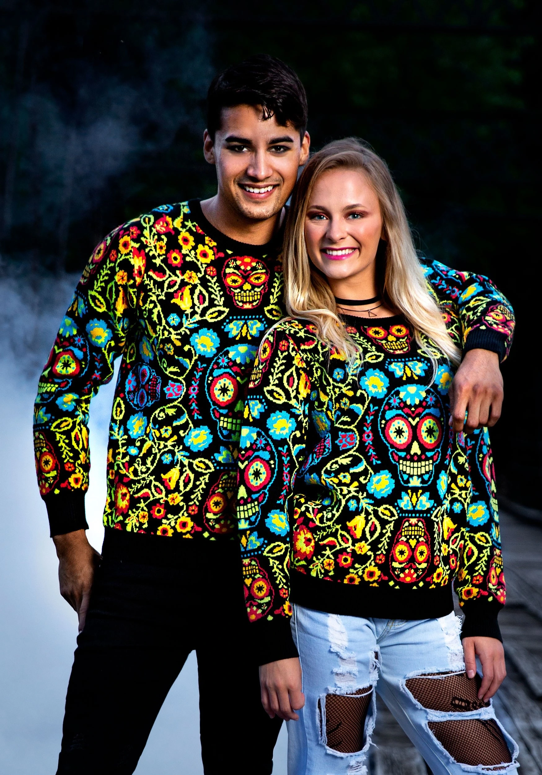Sugar Skull Halloween Adult Sweater 3 Sugar Skull Halloween Adult Sweater - Image 3