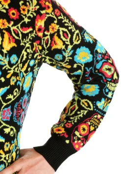 Sugar Skull Halloween Adult Sweater 15 Sugar Skull Halloween Adult Sweater -Fun Costumes Shop sugar skull halloween sweater alt6