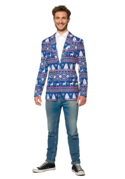 Opposuits Suitmeister Nordic Christmas Blue Blazer