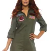LEG AVENUE Top Gun Women's Flight Suit Romper Costume