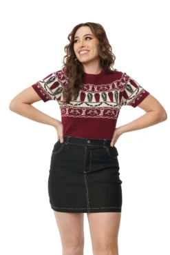 Unique Vintage Knit Fair Isle Coffin Women's Sweater 7 Unique Vintage Knit Fair Isle Coffin Women's Sweater -Fun Costumes Shop unique vintage knit fair isle coffin sweater alt 2