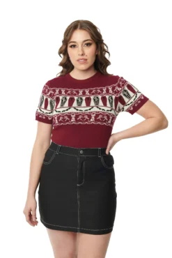 Unique Vintage Knit Fair Isle Coffin Women's Sweater 8 Unique Vintage Knit Fair Isle Coffin Women's Sweater -Fun Costumes Shop unique vintage knit fair isle coffin sweater alt 3