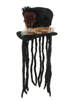 Witch Doctor Plush Costume Hat With Dreadlocks 5 Witch Doctor Plush Costume Hat With Dreadlocks -Fun Costumes Shop witch doctor plush hat with braids alt2