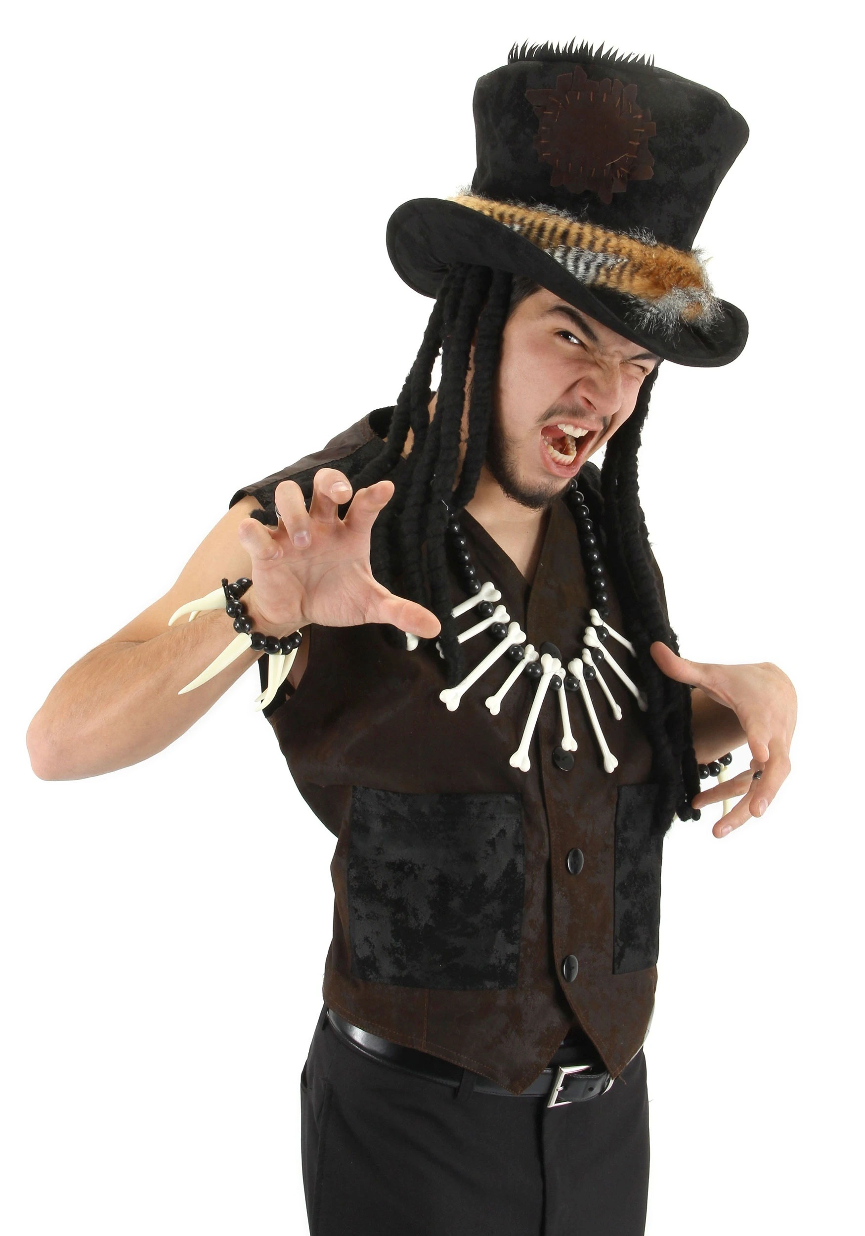 Witch Doctor Plush Costume Hat With Dreadlocks 1 Witch Doctor Plush Costume Hat With Dreadlocks