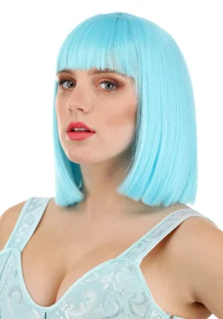 Bright Blue Bob Wig For Women -Fun Costumes Shop womens bright blue bob wig alt 2