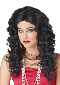 Women's Curly Captain Hook Black Wig