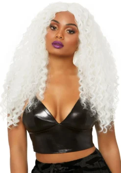 LEG AVENUE Curly Long Women's White Wig