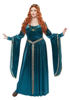 Plus Size Lady Guinevere Women's Teal Costume Dress