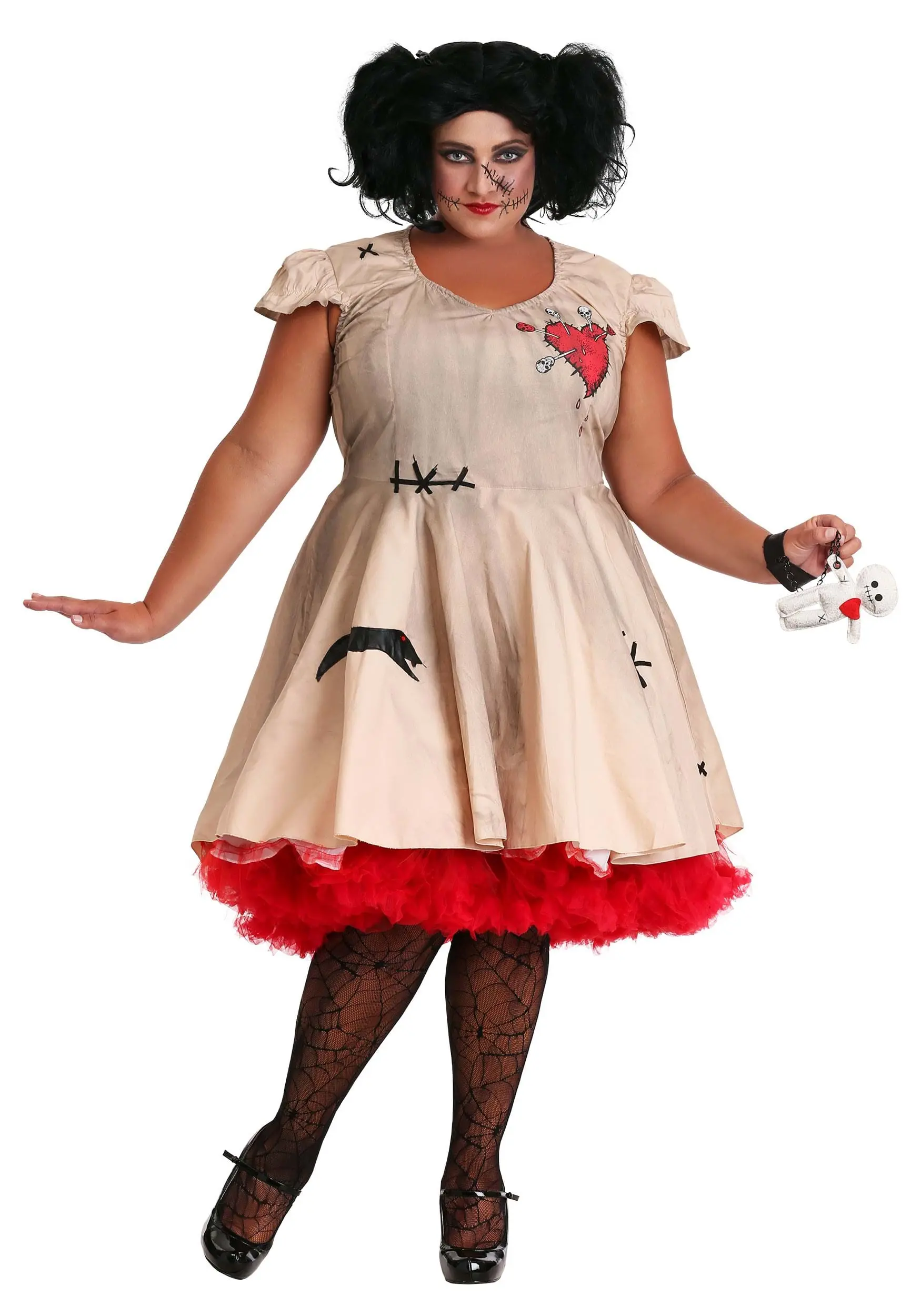 Women's Plus Size Voodoo Doll Costume 1 Women's Plus Size Voodoo Doll Costume