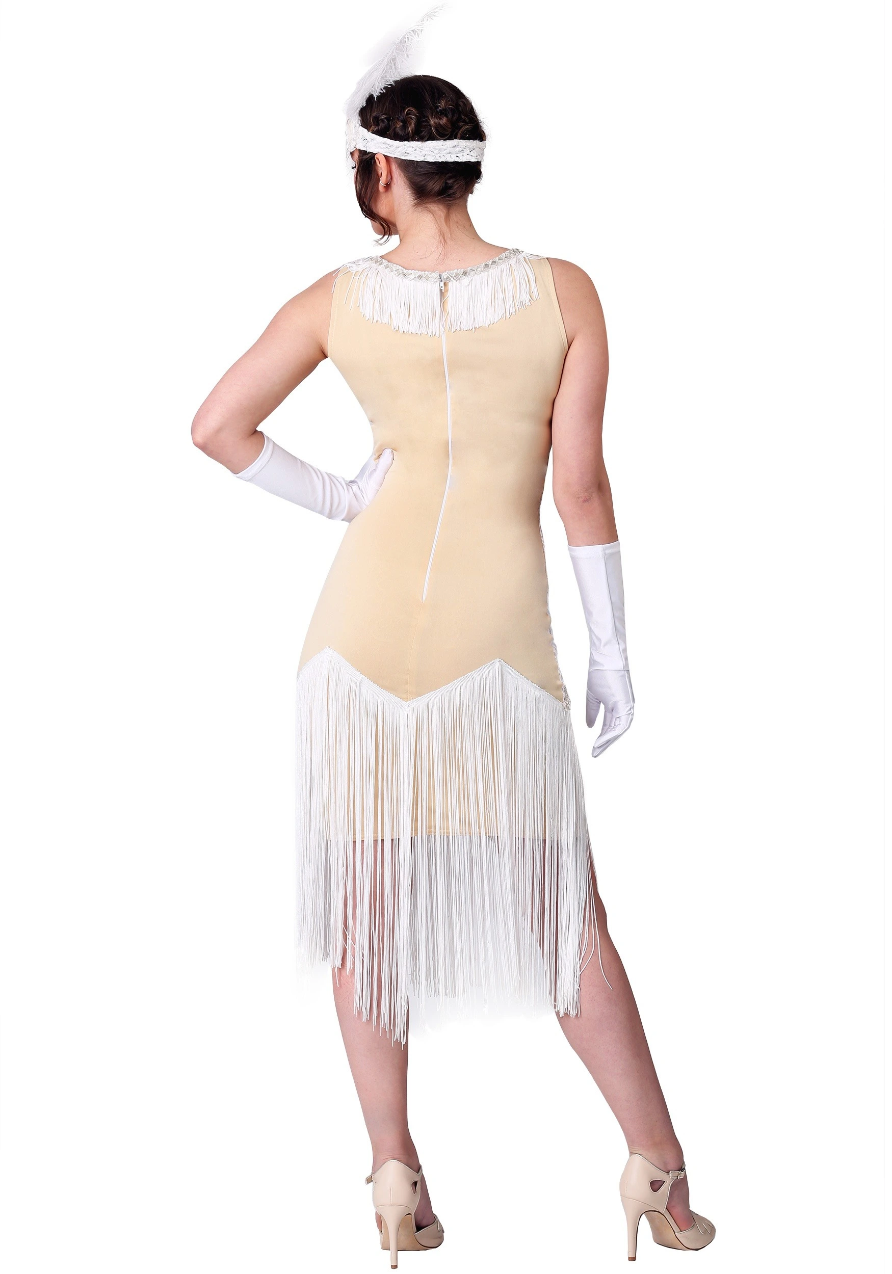 Women's White Fringe Flapper Costume Dress 2 Women's White Fringe Flapper Costume Dress - Image 2